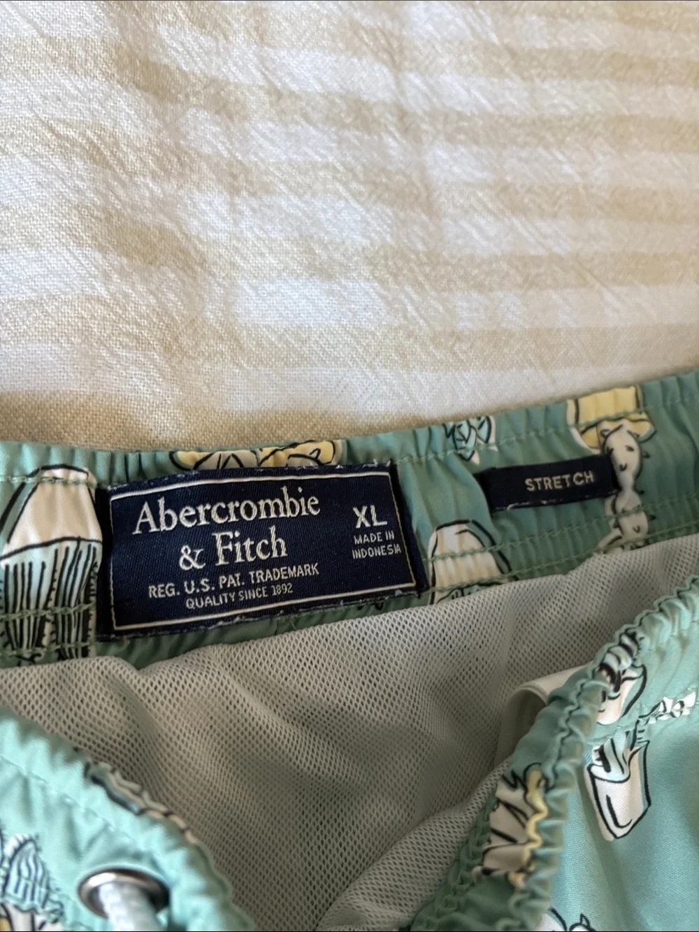 Abercrombie & Fitch Men’s Mint Green Cactus Print Swim Trunks